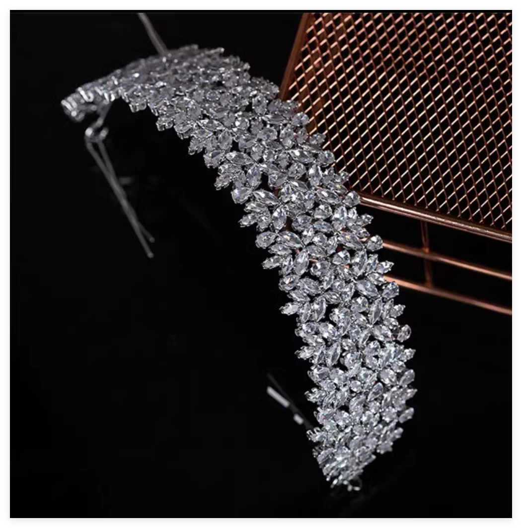 

Cubic Zirconia Bridal Headbands Wedding Headdress Luxury CZ Bride Tiaras Crowns For Women Girl Party Prom Hair Jewelry Hairbands