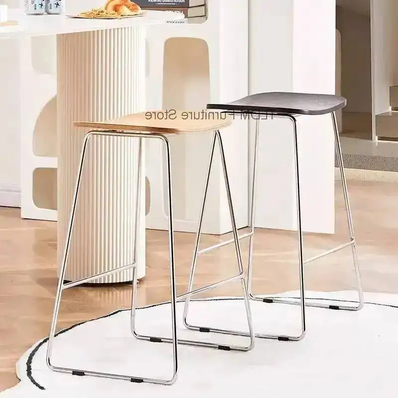 Home Iron Minimalist Light Commercial Nordic Art High Thickened Italian Foot Luxury Bar Stool Creative Display Cashier