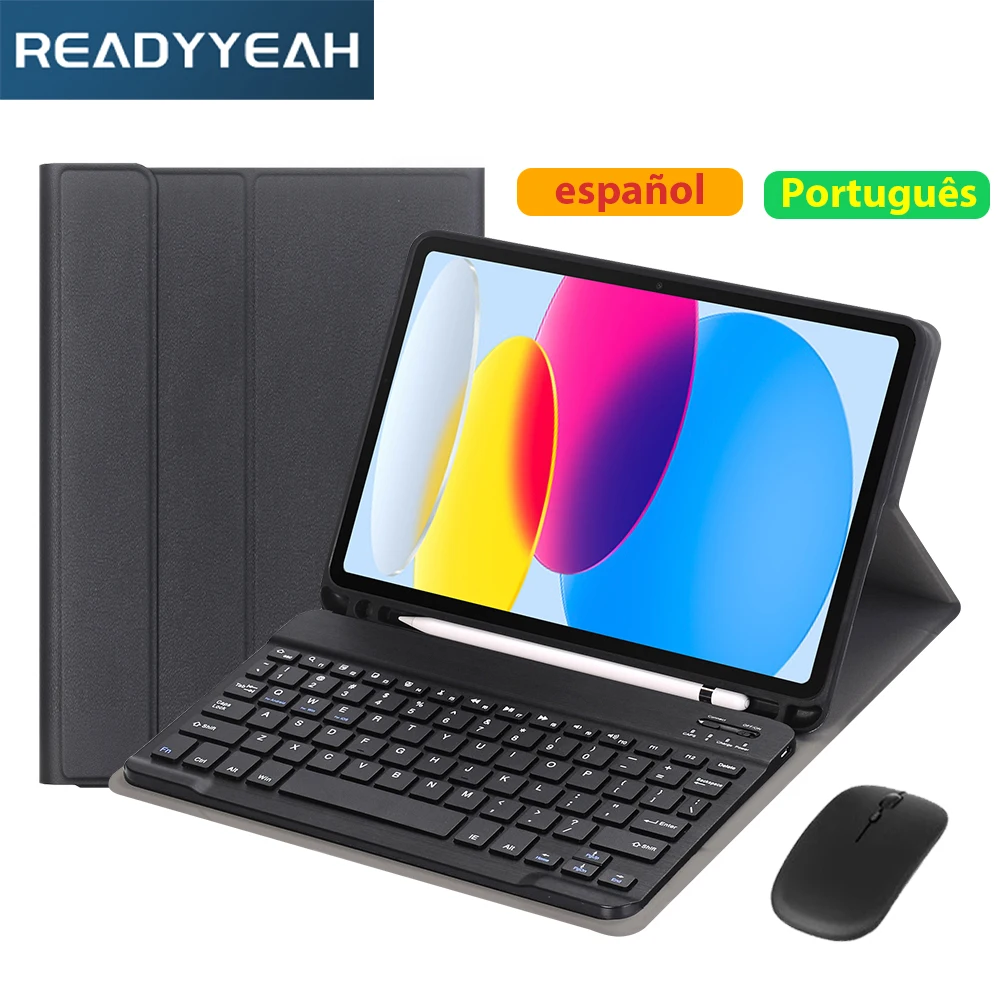 Spanish Portuguese Magic Keyboard and Tablet Cover for Samsung Galaxy Tab S6 Lite 10.4 A8 10.5 for Samsung Tab Case S8 S7 funda