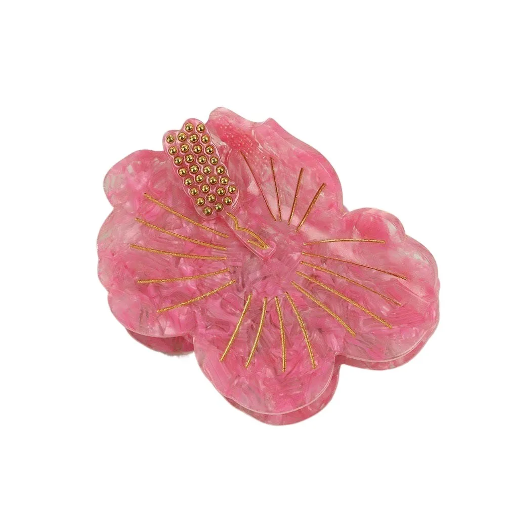 

Waterproof Peach Blossom Shark Clip Sweet Japanese Style Acetic Acid Hair Claw Alloy Beads Headwear Flower Hairgrips Daily
