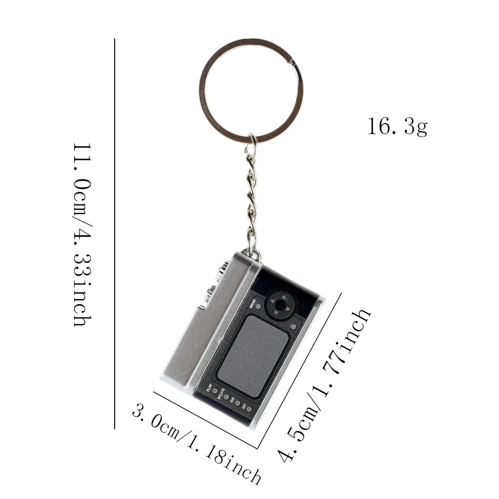 1pc Mini Camera Model Keychain Retro Camcorder Miniature Decor Can Shine Keyring for Dolls Camera Sound Light Effects Key Chain