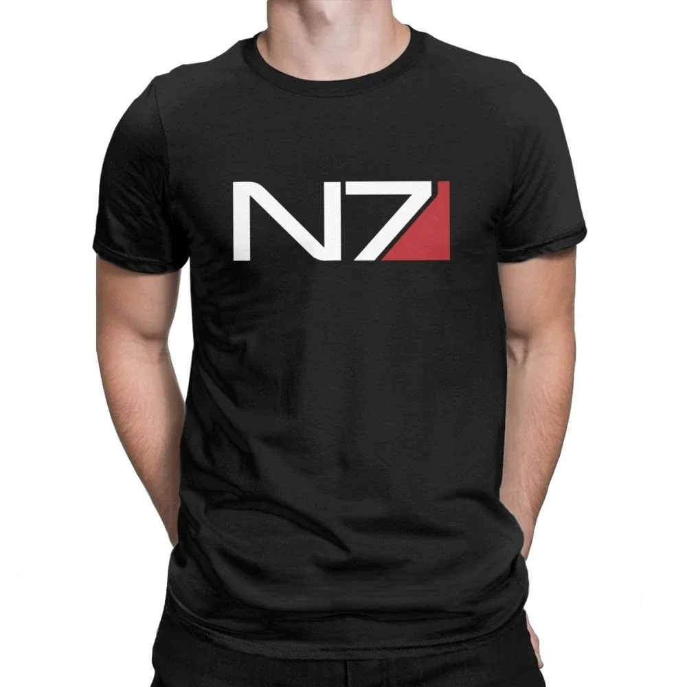 Men Mass Effect N7 T Shirts Pure Cotton Tops Funny Short Sleeve Crew Neck Tees Plus Size T-Shirt New Arrival fashion Outfits