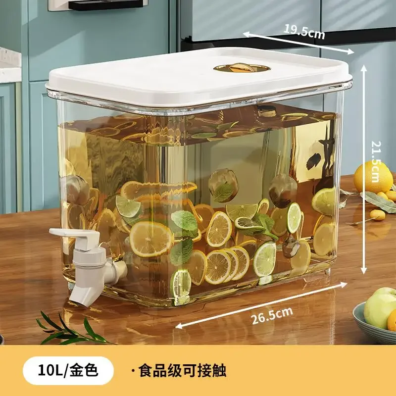 Cold water pot with faucet, high-temperature resistant household fruit tea, large-capacity beverage, juice tea beverage barrel.