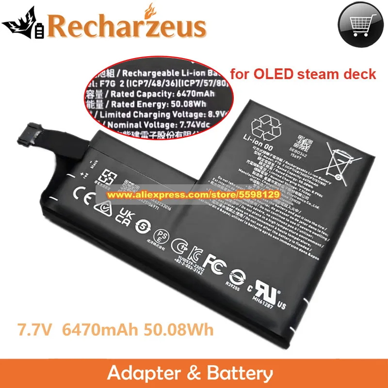 New Expand Capacity F7A F7G Battery 7.7V 40Wh 50Wh 53Wh for Steam Deck LCD/OLED Gaming Handheld PC