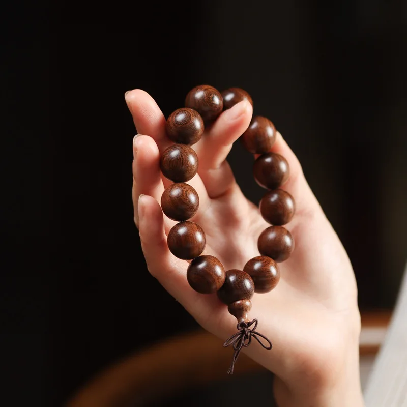 Natural Gold Color Sandalwood Material Loose Beads Round Beads Buddha Beads Rosary Bracelet Men and Women Exquisite Bracelets