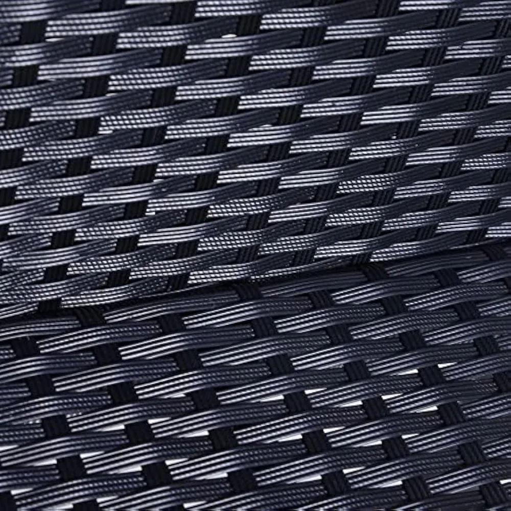 3pcs Rattan Bar Set with Glass Top Table, 2 Bar Stools for Outdoor, Patio, Garden, Poolside, Backyard