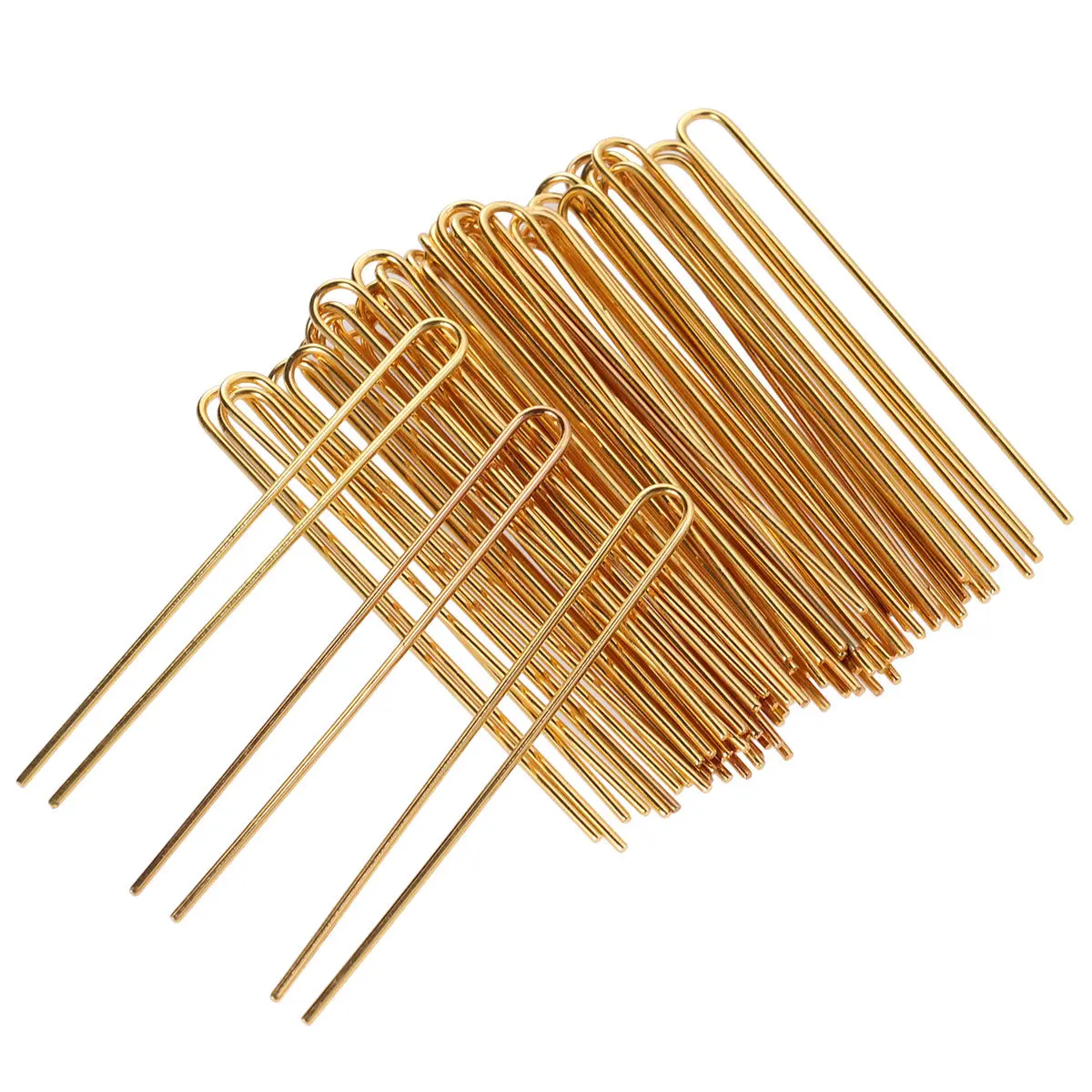 

50 шт. Золотистые U-образные заколки-вилки для волос, стильные декоративные аксессуары для женщин и девочек, для повседневного использования и вечеринок