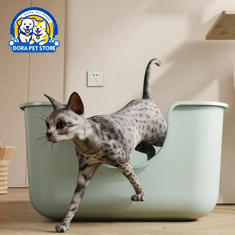

Huge Cat litter box Easy to clean open semi closed toilet, cat litter box splash proof