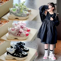 Girls Sneakers Candy Color Children Sports Shoes with Sweet Heart 2024 New Children Running Shoes Mesh Breathable for Students
