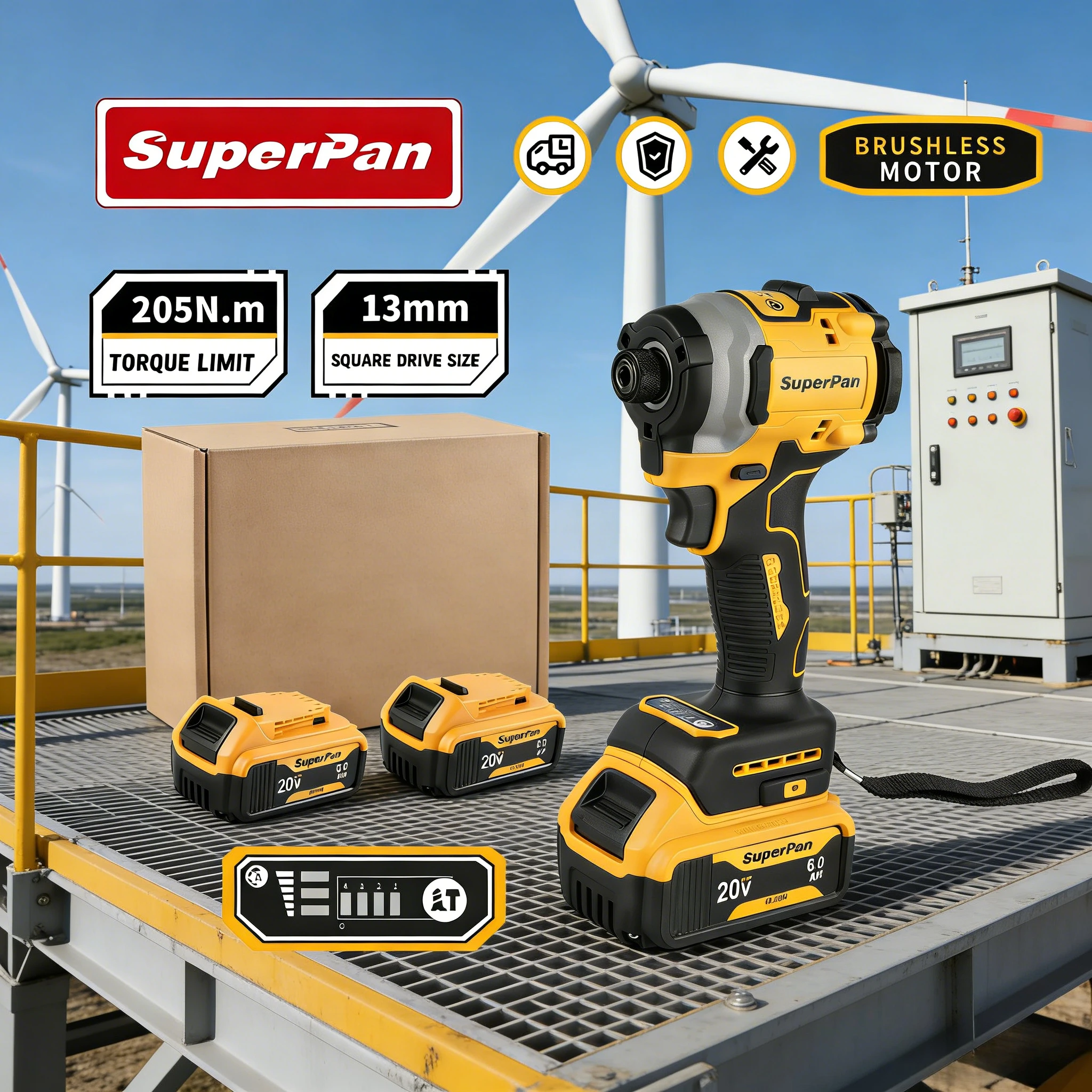 

Промышленная дрель SuperPan 205 Нм, 20 В, беспроводная, для инженерных и строительных работ, совместима с аккумулятором Dewalt 20 В.