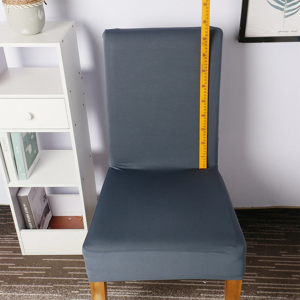 

Dark Grey Solid Dining Chair Cover Stretchable Wrinkle Resistant Slipcover Removable Chair Protector For Home Restaurant