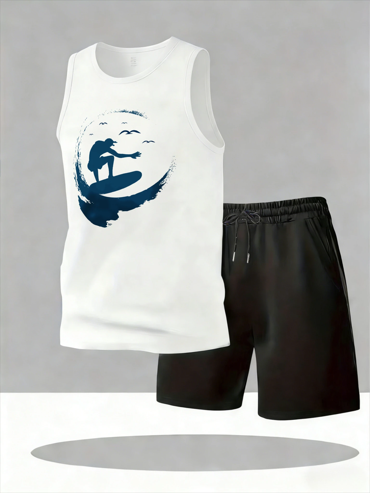 

Men's Tank Top Sets 2026 Summer Quick drying oversize running sports seaside sets for men crewneck Tracksuit men Breathable