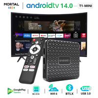 Mortal TV Box T1Mini Android 14 Voice Chromecast TV RockChip 3518 Multi-Core 4K Wifi6 BT5.0 16GB USB3.0 Video Games Set-Top Box
