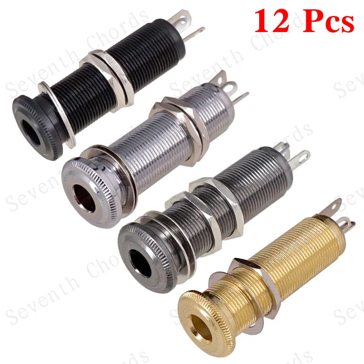 

12 Piece 6.35mm Black Guitar Bass Threaded Cylinder output Input Jack Plug Socket 1/4" Pickup output jack