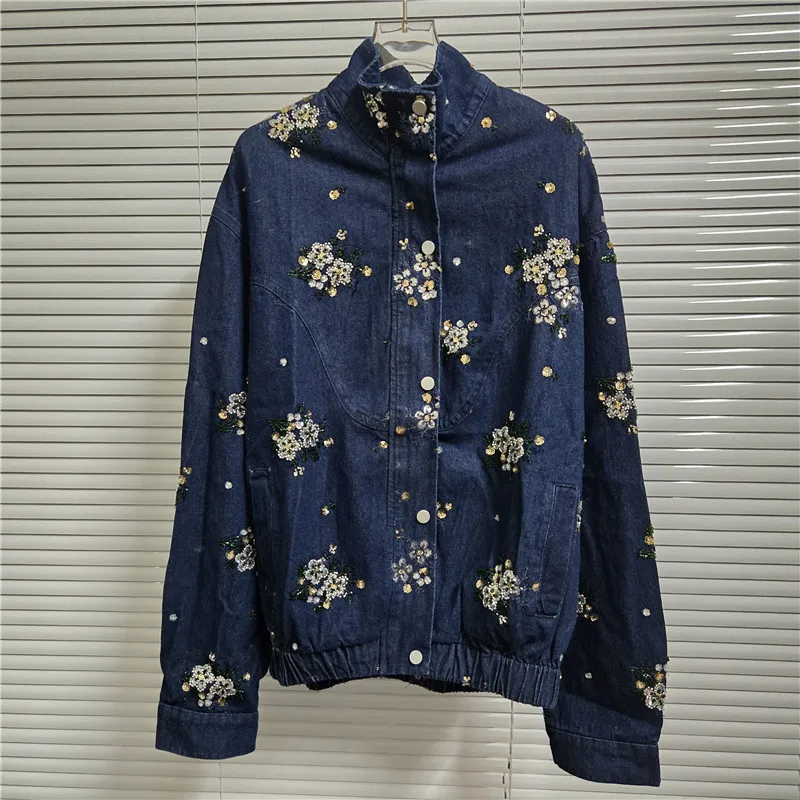 SuperAen Embroidered Flares Patchwork Long-sleeved Coats Women 2026 Autumn New Korean Safari Style Loose Stand Collar Jackets