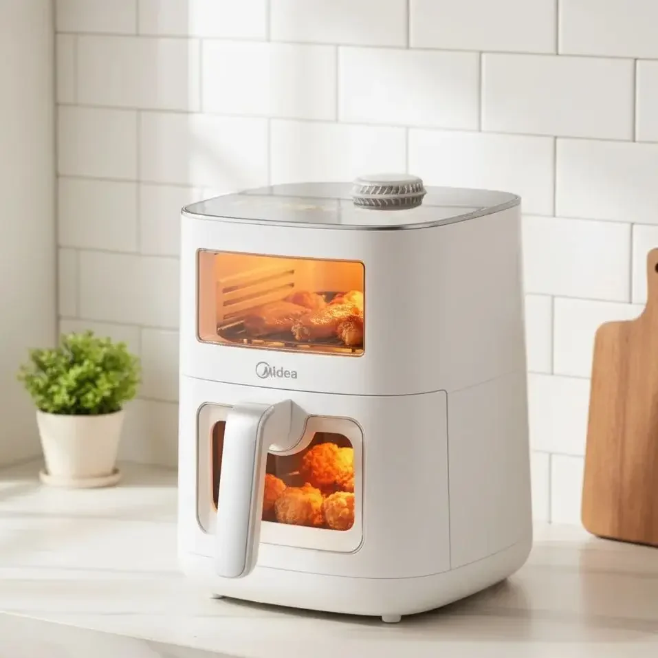 Midea Air Fryer Large Capacity 6.5L Steam And Grill Combination No Flipping Required with Large Viewing Window