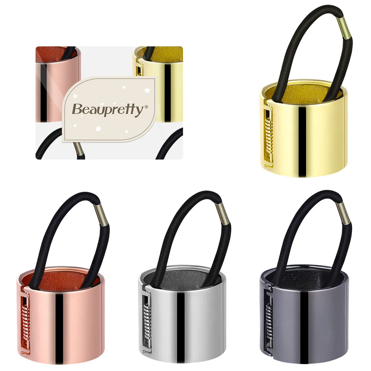

4Pcs Stylish Metal Ponytail Holder Hair Band Spring Hinge Elastic Secure Fit Punk Fashion Hair Accessory for Women Daily