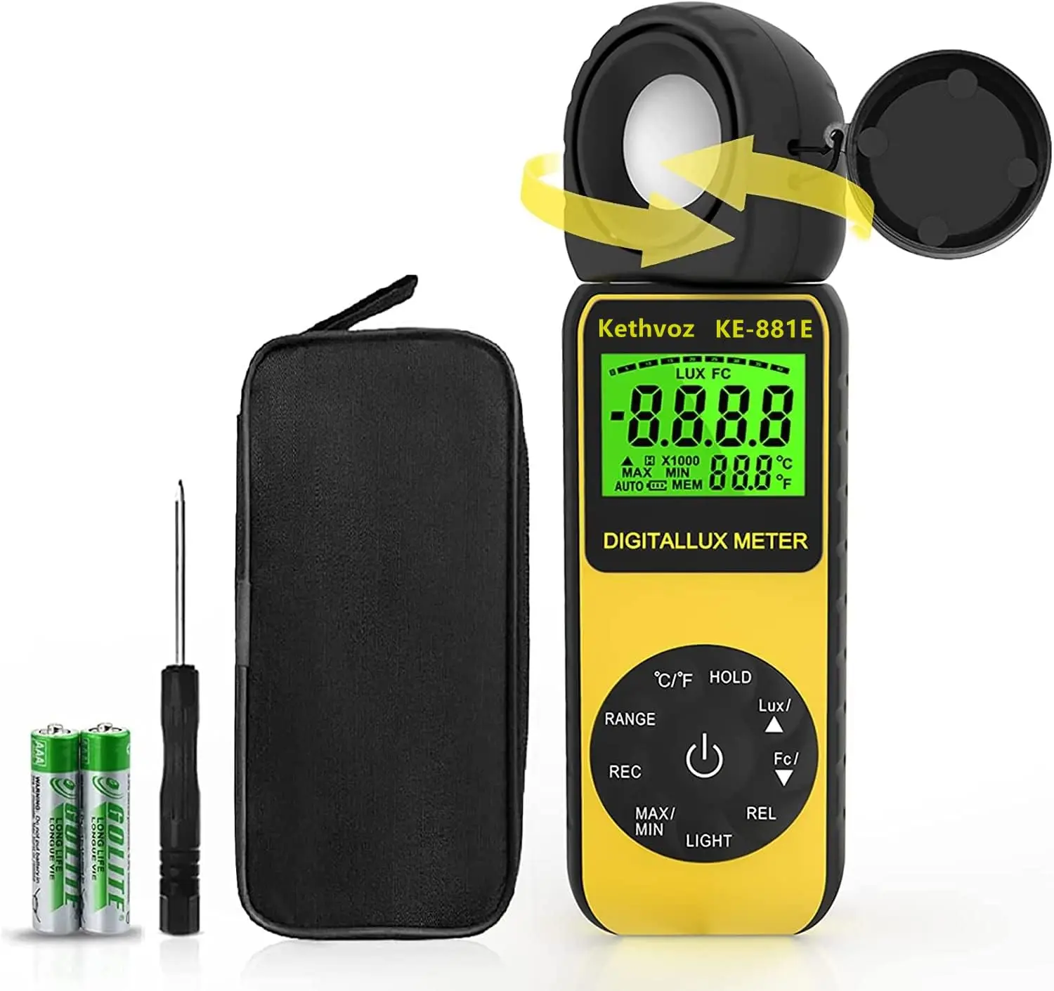 Medidor de luz Digital Luxmeter, medidor de exposición LED Kethvoz, medidor de luz para fotografía, fotómetro de medición de luz de 300,000 Lux