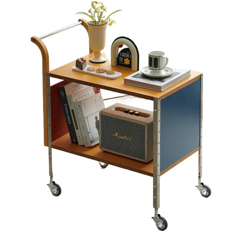 vintage side table mobile cart home living room vintage marine board stainless steel dining side table shelf