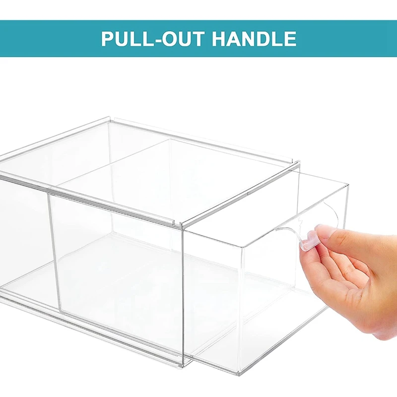 2 Pack Stackable Makeup Organizer Storage Box Clear Plastic Storage Box Acrylic Bathroom Organizer