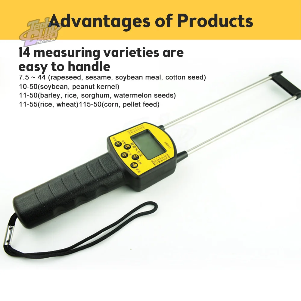Digital Grain Moisture Meter AR991 Smart Sensor Use For Corn Wheat Rice Bean Peanut Moisture Humidity Tester Measuring Tool