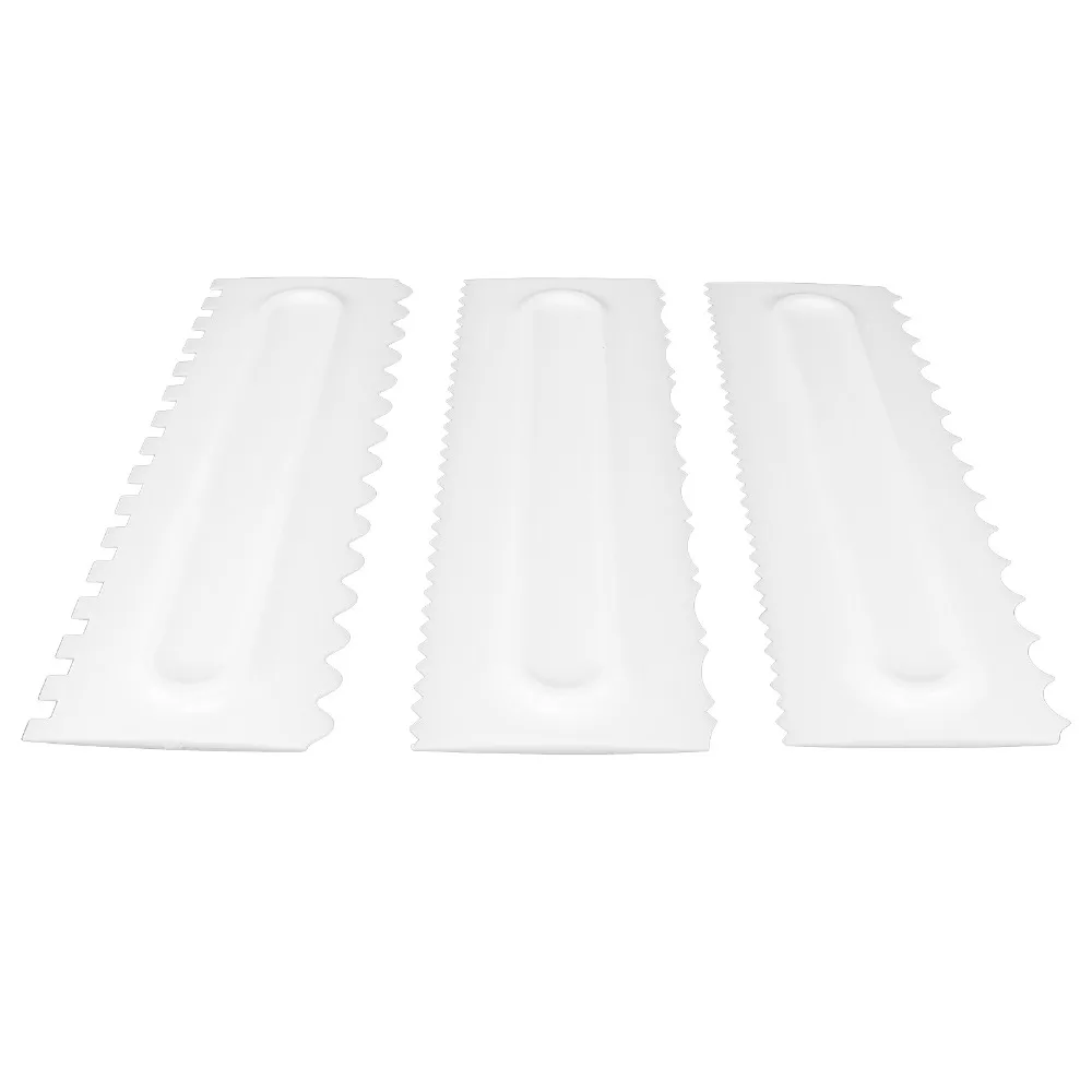 3pcs Durable Double-Sided Cake Scraper Non-Stick Grooved Grip Silicone Mold Easy Clean PP Chocolate Mold Baking Projects
