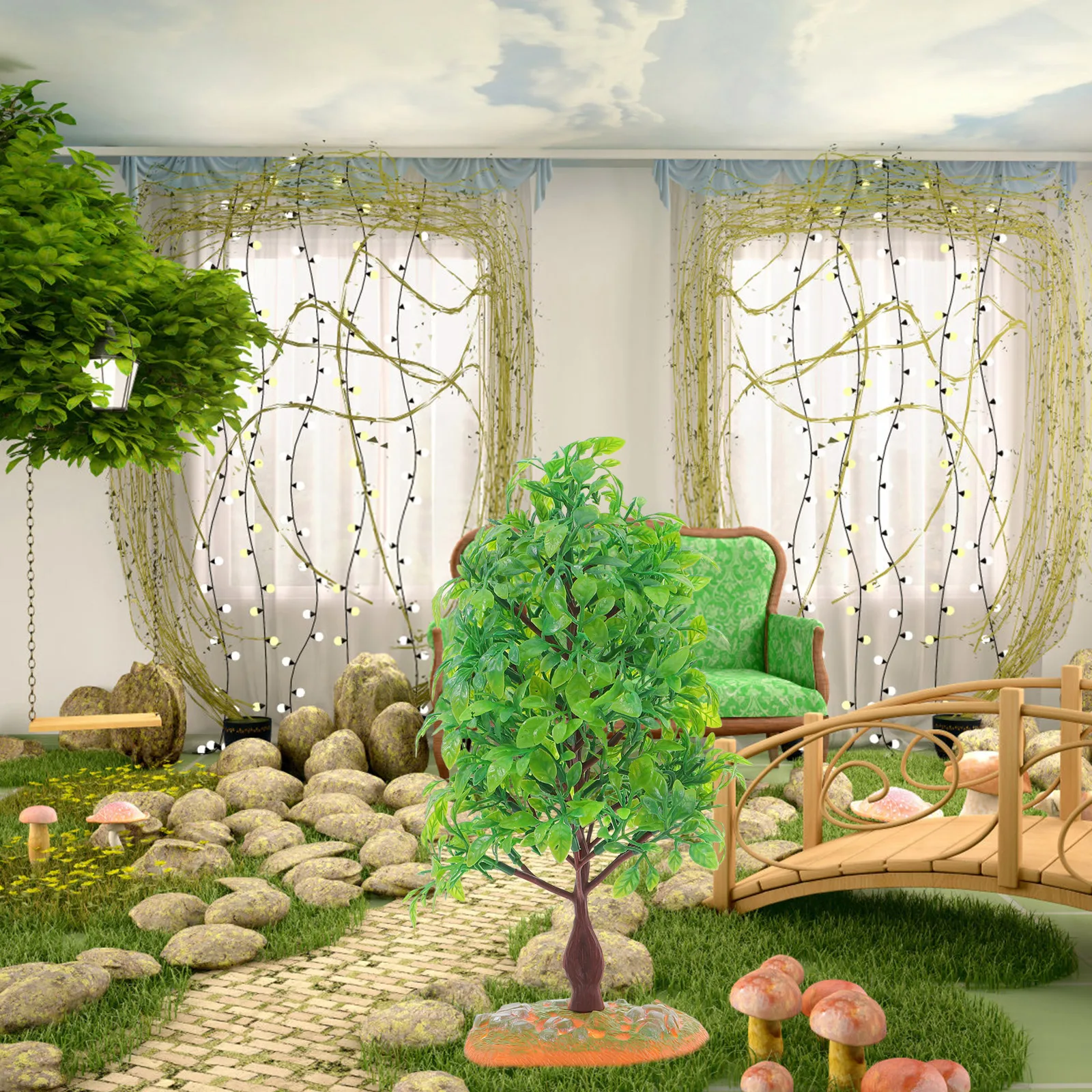 

Realistic Miniature For Diorama Micro Landscape Sand Table Decor Plastic Tree With Base For Architectural Models Train