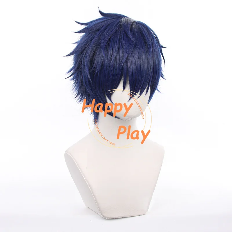 الاصطناعية ES Fushimi Yuzuru شعر مستعار تأثيري 30 سنتيمتر الأزرق الباروكات مقاومة للحرارة الشعر للنساء الرجال هالوين عيد الميلاد دور اللعب أنيمي شعر مستعار