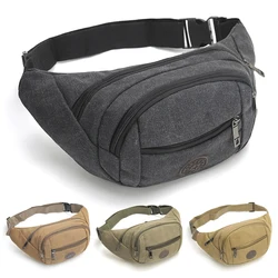 Casual Canvas Waist Bag Unisex Functional Waist Bag Mobile Phone Bag Men and Women Convenient Belt Banana Bag Fanny Pack Men