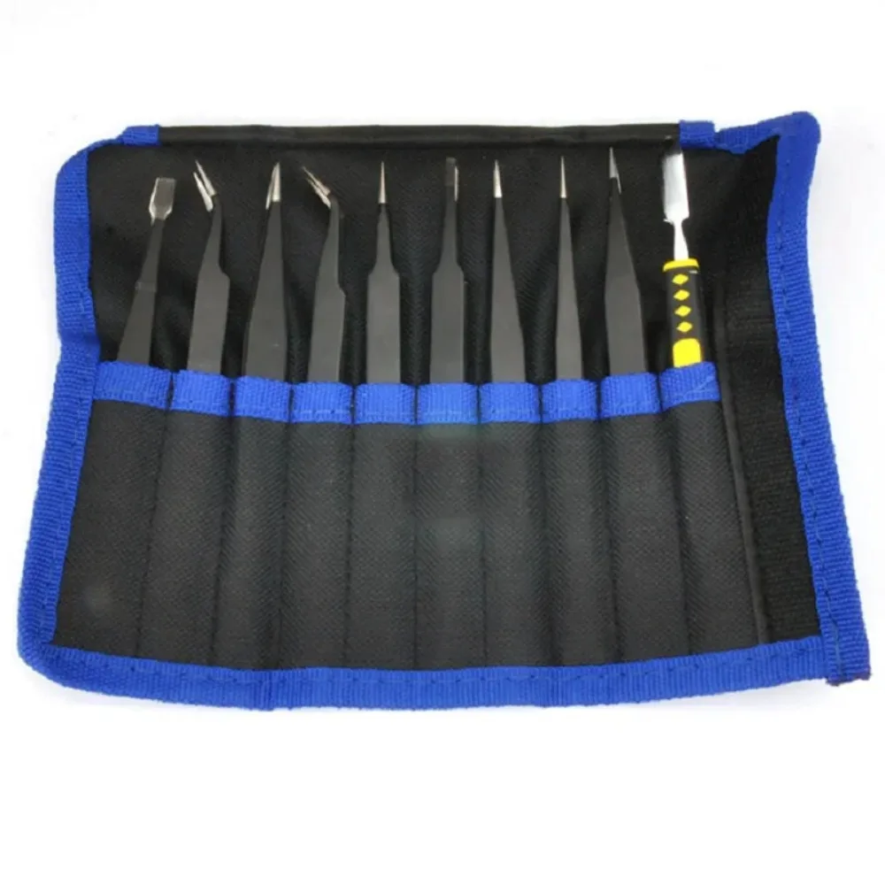 ESD Tweezers Stainless Steel Precision Anti-Static for Electronics Soldering PCB Craft Industrial Repair