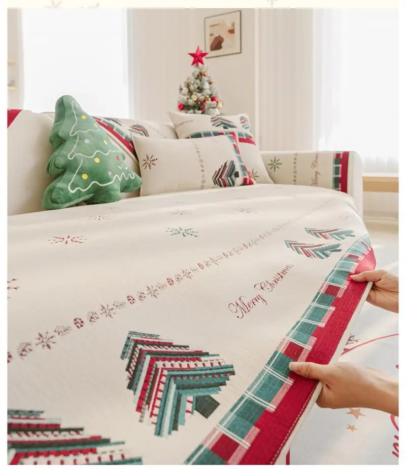 Weicher Chenille-Sofabezug für Weihnachten, verhindert Verrutschen, Ganzjahres-Sitzkissenbezug, Winter-Universal-Sofabezug, Heimdekoration – Detail 5