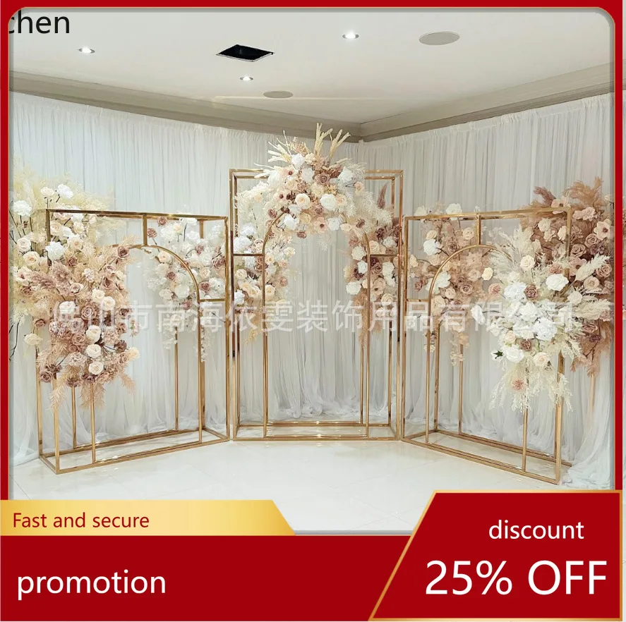 YFY European Style Gold-Plated Frame Background Wall Decoration Wedding Arch Photo Check-In Flower Wall Decoration