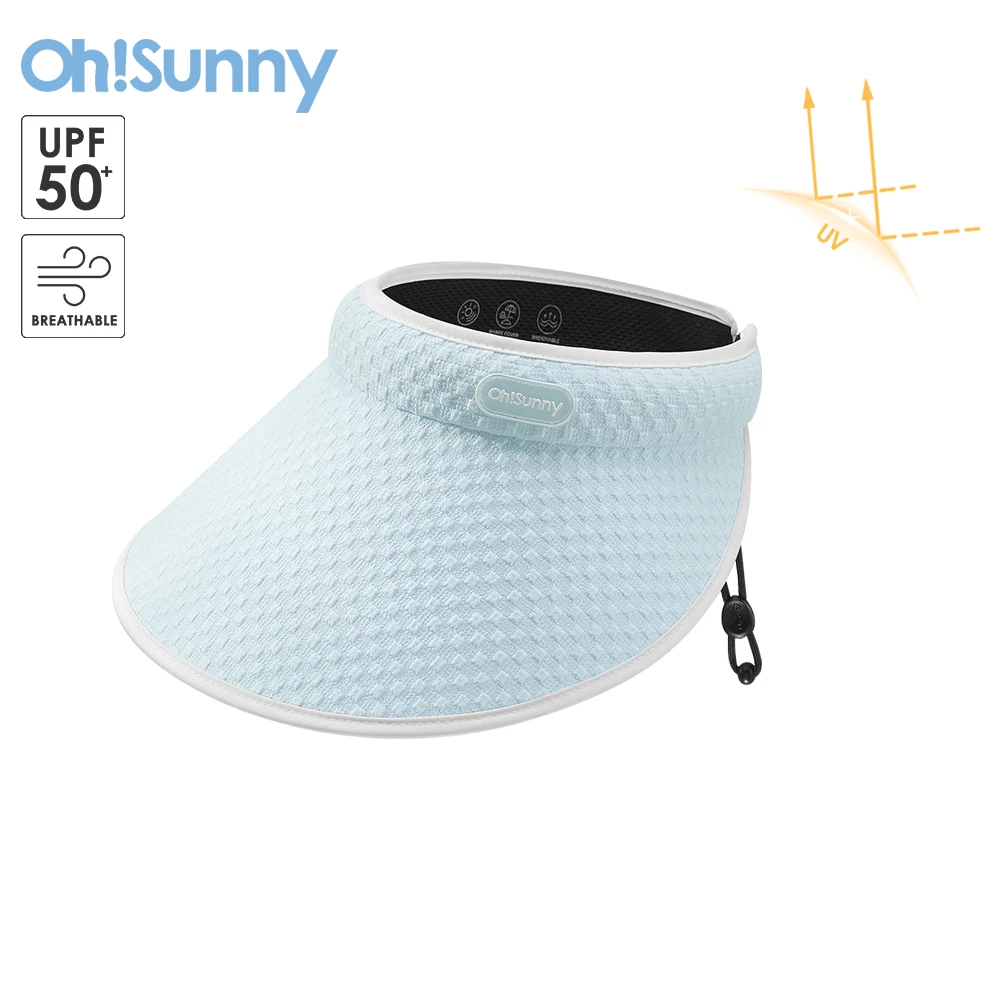 Ohsunny UV Protection Ice Cube Texture Sunhat 2023 New Fashion Women Summer Outdoor Anti-UV UPF50+ Empty Top Big Brim