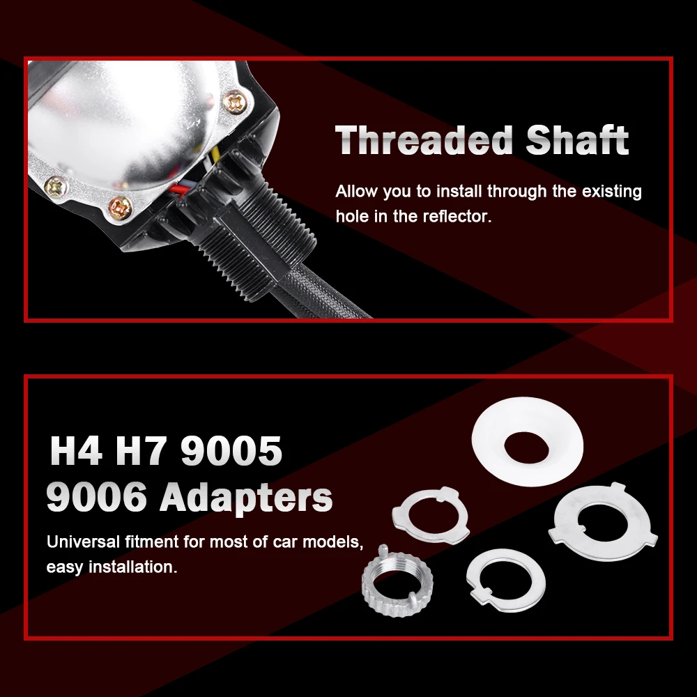 H7 LED Mini Lenses For Headlight Bi-led Projector Lens 1.8 2.0 inch H4 9005 9006 LED Auto Car Lights Accessories Retrofit Tuning view 5