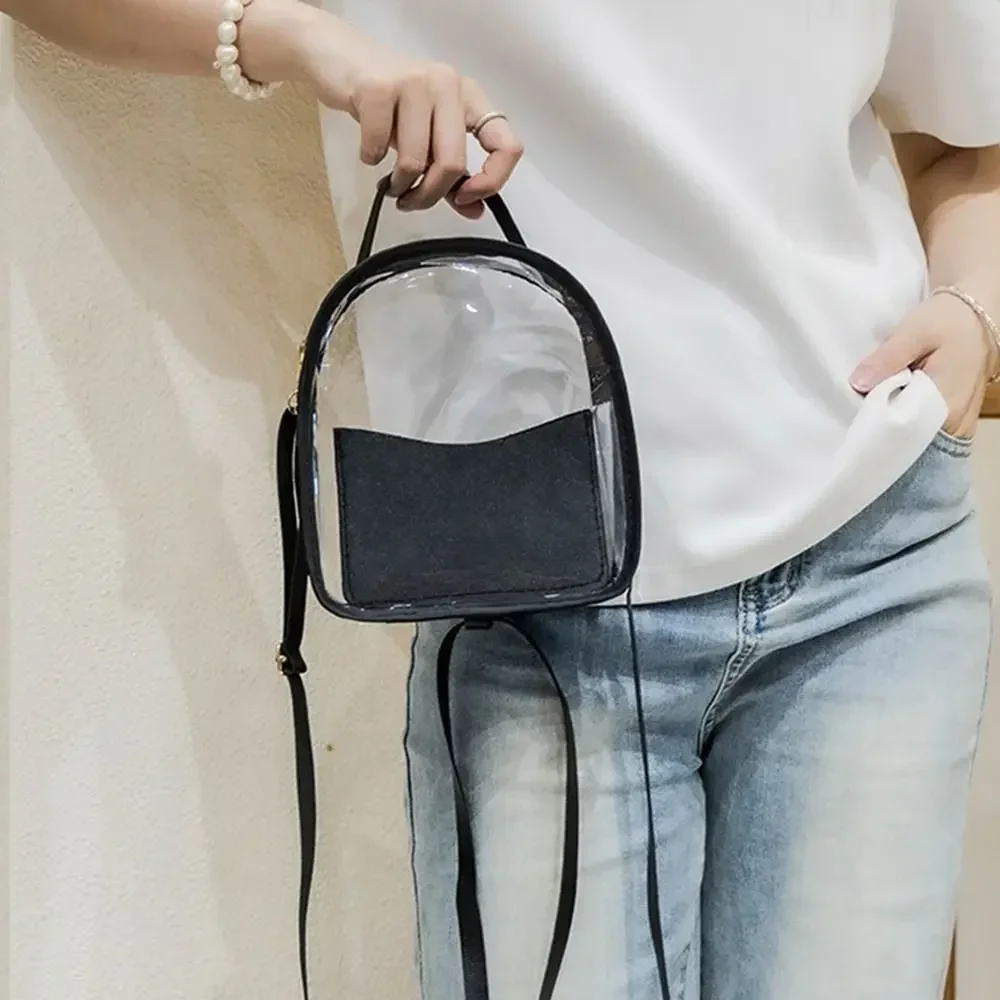 

Casual with Small Bags Crossbody Bags Waterproof Lightweight Transparent PVC Backpack Mini Shoulder Bag Women