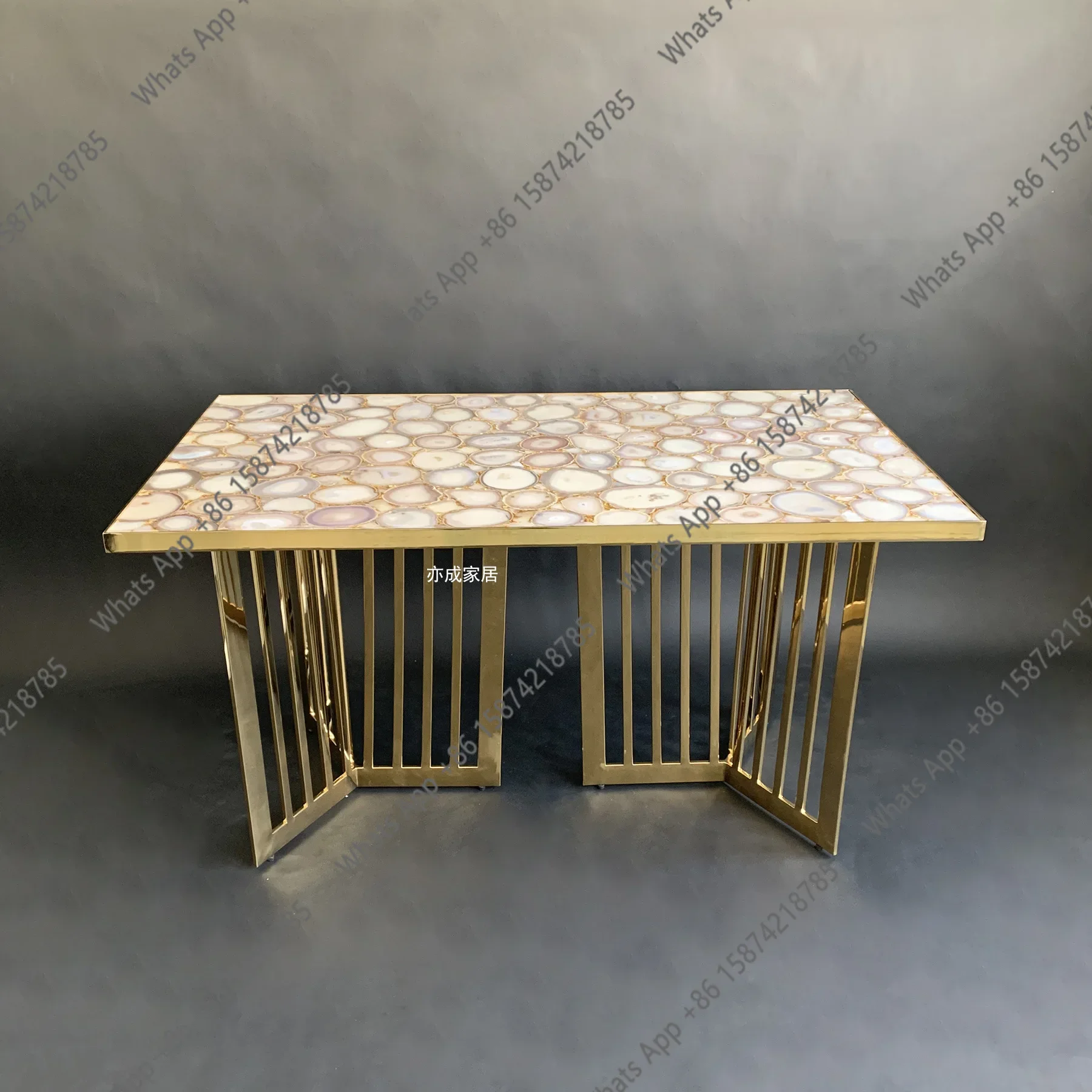 46X Natural Agate Stone Dining Table Italian Light Luxury Villa Luxury Living Room High-end Primary Color Agate Dining Table