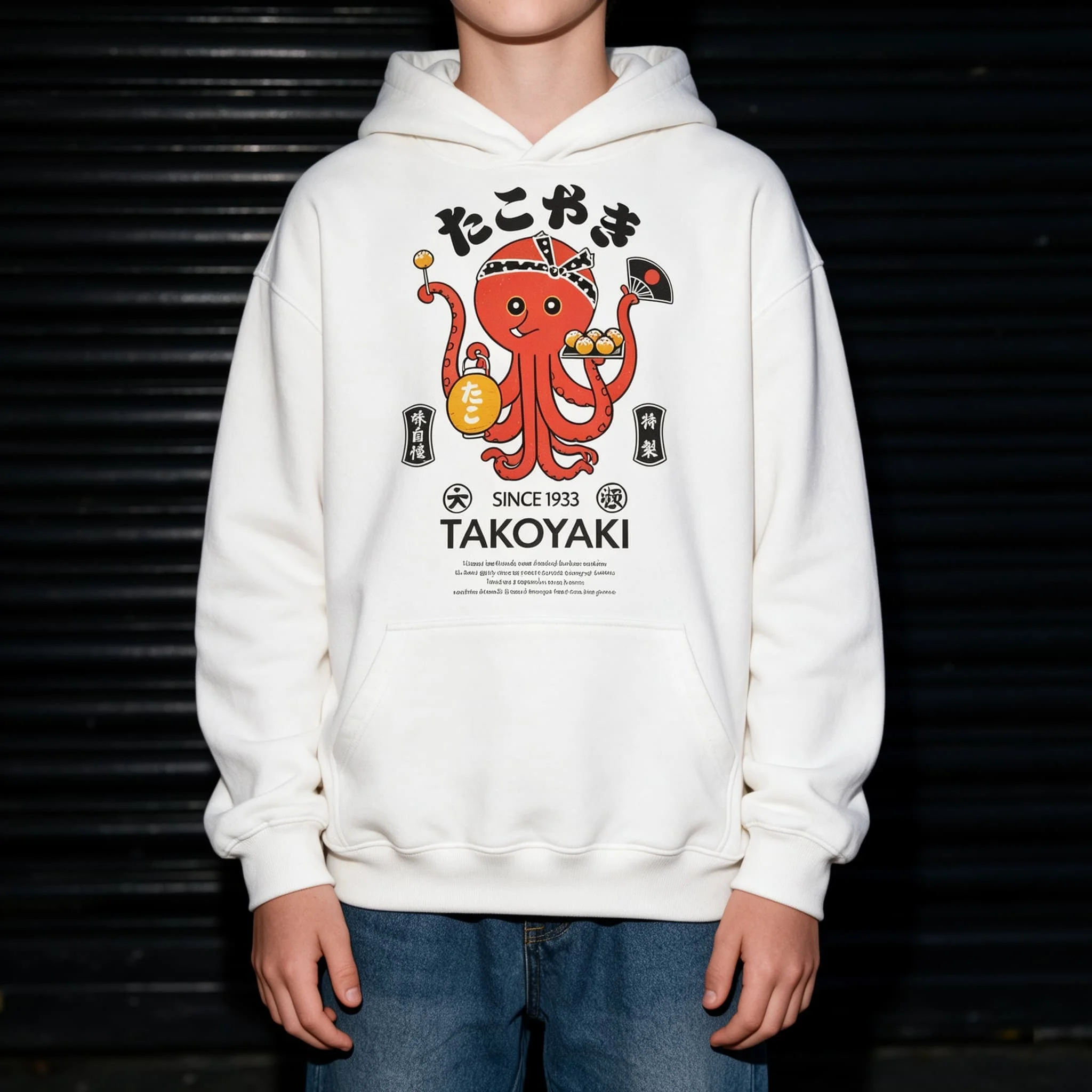 Japanese Octopus Chef Printed Autumn Winter Fun Unisex Styles Men Pullover Women Sweatshirt Boys Top Children Cotton Kids Hoodie