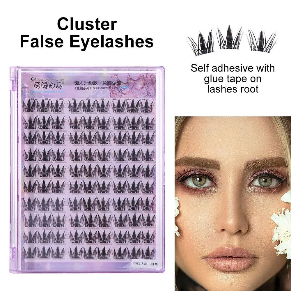 Mode doux auto-adhésif faux cils bouclés bande dessinée oeil grappe faux cils bricolage maquillage colle gratuit faux cils maquillage
