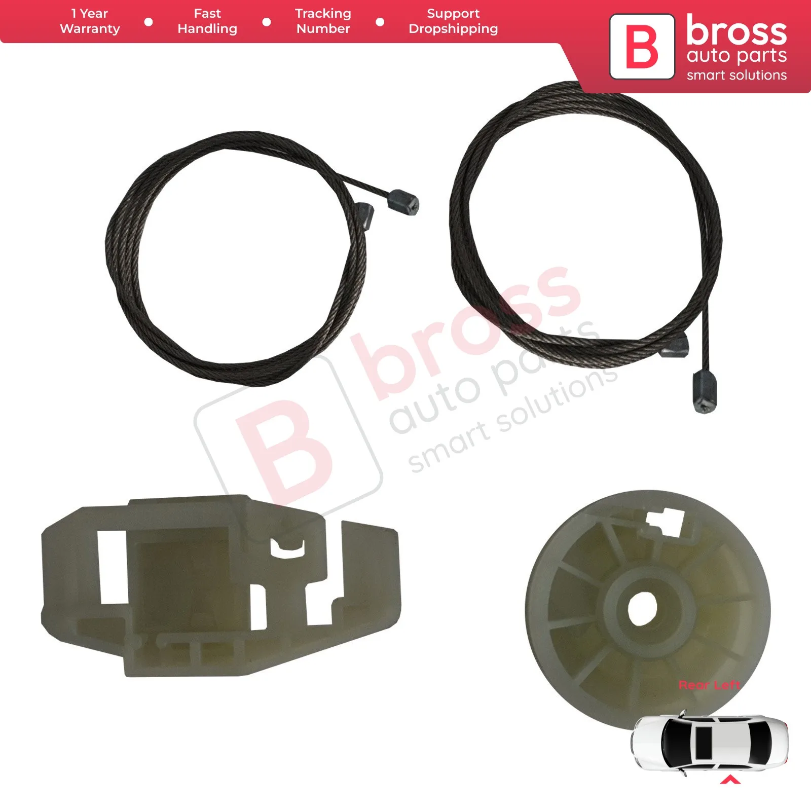 BWR499 Set di riparazione alzacristallo elettrico posteriore sinistro per Renault Scenic Grand Scenic MK2 JM0/1 2003-2009 4/5 porta 8200118856