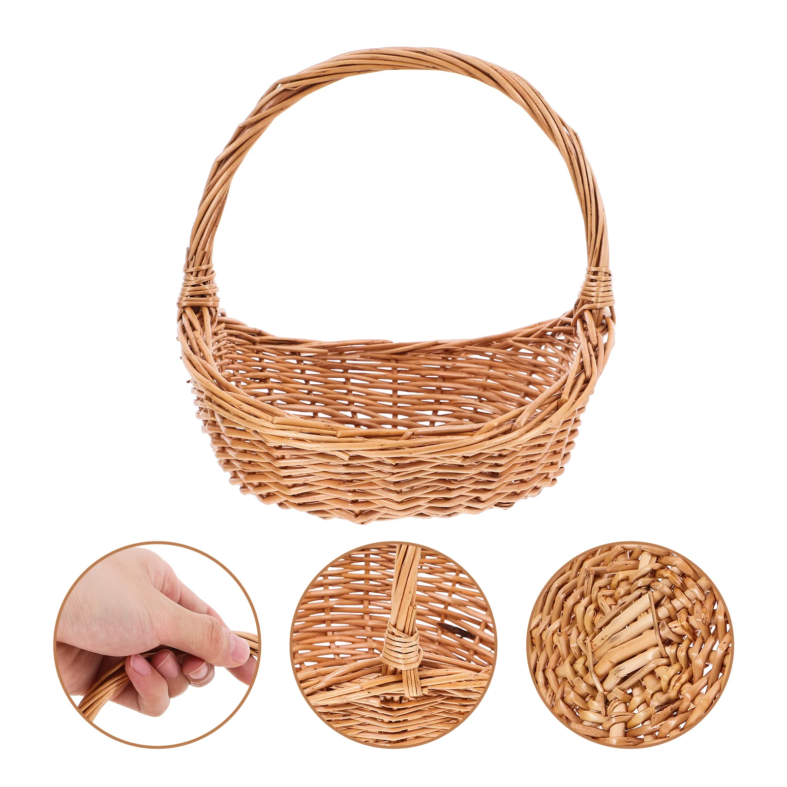 

Round Picnic Basket Baby Food Gift Baskets Cotton Rope Wicker Wear-resistant Storage