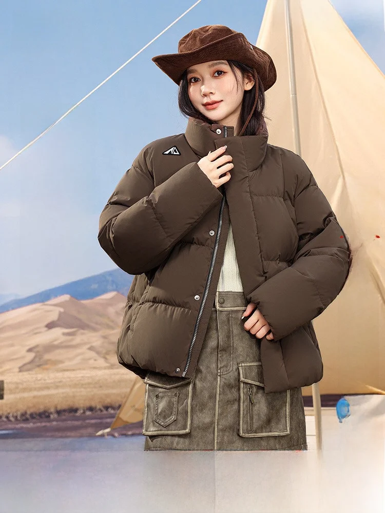 

Faionable ort Puffer Jaet Women's Stand Collar down Coat Sweet Sle Polyester Fiber Du down Filling 2024 Winter Coll...
