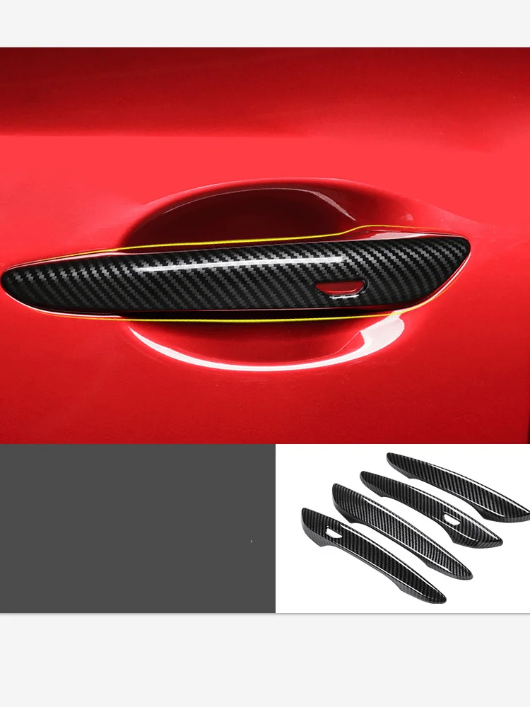 

Set Carbon Fiber Exterior Door Handle Cover For Mazda 3 M3 Axela 2019 2020 2021 Outer Door Handle Cover Classic Trim Styling