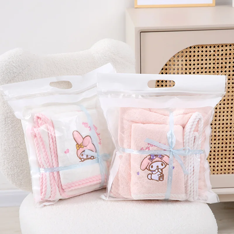 New Kawaii Sanrio Cinnamoroll Pure Cotton Thickened Towel Cute Soft Absorbent Cotton Household Kerchief Adult Children Bathtowel