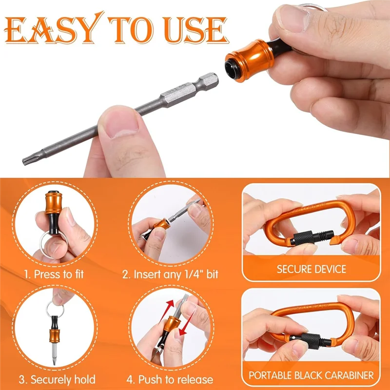 Promotion! 18Pcs Drill Bit Holder Keychains,3Pcs 1/4 3/8 1/2Inch Socket Portable Hex Shank Screwdriver Bit Holder Drill Attachme