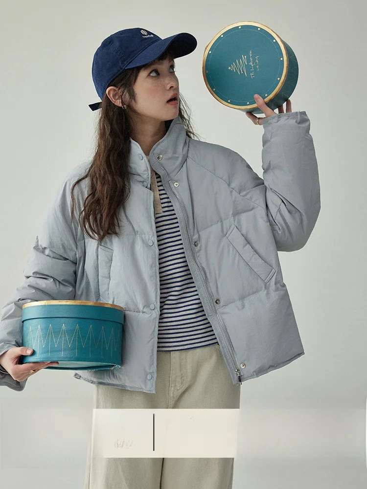 

AMUU North Island Thiened ort Puffer Jaet White Du down с воротником-стойкой Bread Sle Женское повседневное свободное пальто