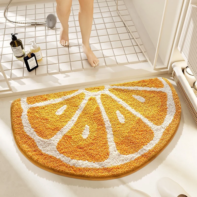 VIKAMA Cute Fruit Shaped Floor Mat Bathroom Non Slip Carpet Bedroom Entrance Soft Floor Mat Home Decoration