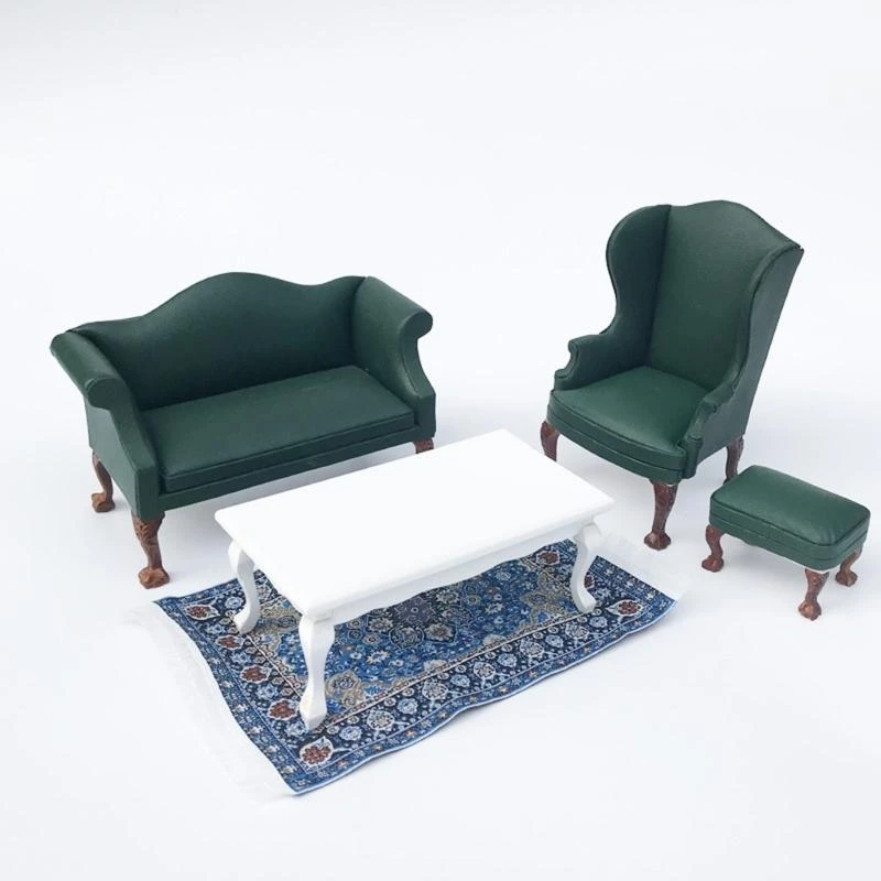 Slaapkamer lederen loveseat/single miniatuur meubels model poppen huizen accessoire realistische speelset 1:12