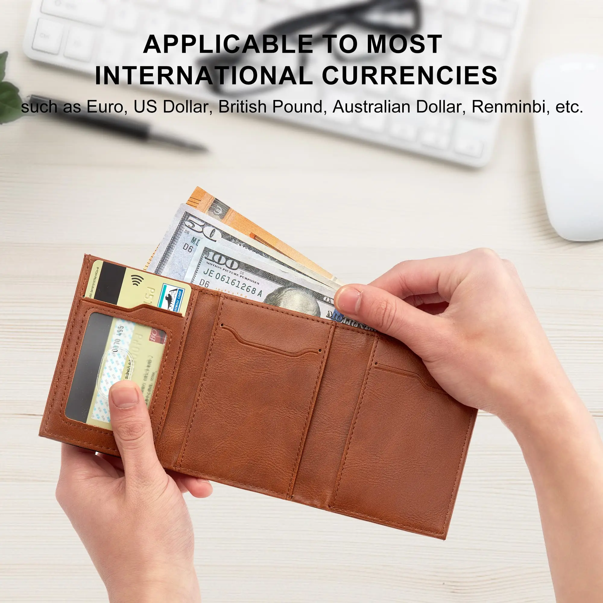Men's Custom Wholesale RFID Blocking Slim Card Holder Genuine Leather Wallet Bifold Trifold - Mens Leather Wallet