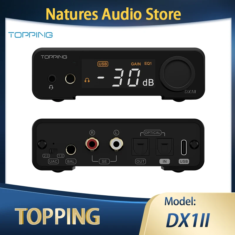 DAC y amplificador de auriculares TOPPING DX1 II listo para juegos, DAC USB HIFI DX1 MKII, decodificador balanceado DX1II, amplificador IEM