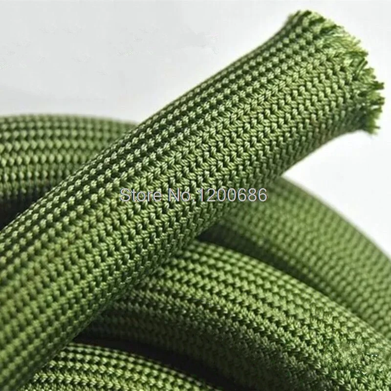 

2M 2/4/6/8/10/12/14/16/18mm soft cotton Nylon Sleeve Wire Cable Protecting Nylon Braided High Density wire protection army green